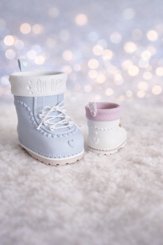 Liebevoll gestaltete 3D-Deko-Schuhe für Neugeborene – das perfekte Erinnerungsstück